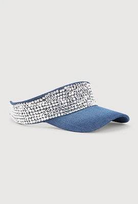 Womens Rhinestone Visor, Blue