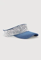 Womens Rhinestone Visor, Blue