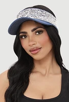 Womens Rhinestone Visor, Blue