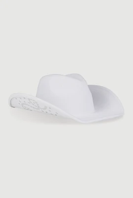 Womens Star Studded Rhinestone Detail Cowboy Hat, White