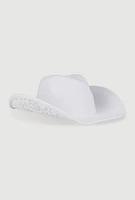 Womens Star Studded Rhinestone Detail Cowboy Hat, White