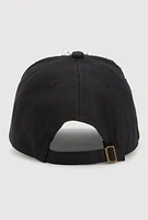 Womens Rhinestone and Pearl Studded Baseball Hat, Black