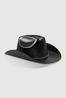 Womens Rhinestone Strap Cowboy Hat, Black