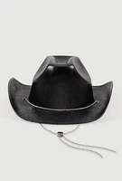 Womens Rhinestone Strap Cowboy Hat, Black