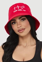 Womens Faith Hope Love Embroidered Bucket Hat, Red
