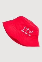 Womens Faith Hope Love Embroidered Bucket Hat, Red