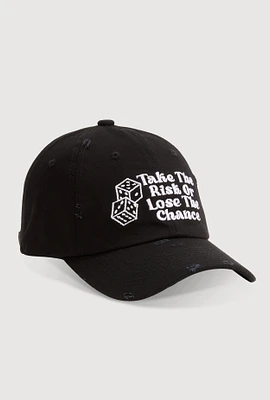 Womens Take The Risk Graphic Baseball Hat, Black
