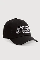 Womens Take The Risk Graphic Baseball Hat, Black