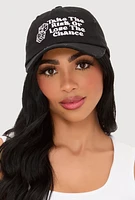 Womens Take The Risk Graphic Baseball Hat, Black
