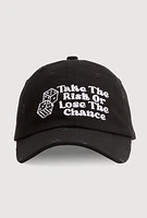 Womens Take The Risk Graphic Baseball Hat, Black
