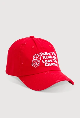 Womens Take The Risk Graphic Baseball Hat, Red