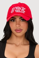 Womens Take The Risk Graphic Baseball Hat, Red