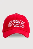 Womens Take The Risk Graphic Baseball Hat, Red