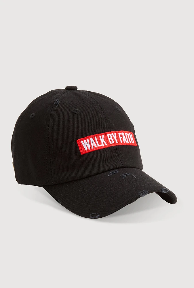 Womens Walk By Faith Graphic Baseball Hat, Black