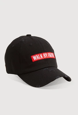 Womens Walk By Faith Graphic Baseball Hat, Black