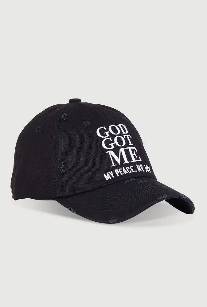 Womens God Got Me My Peace My Joy Baseball Cap, Black