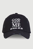 Womens God Got Me My Peace My Joy Baseball Cap, Black
