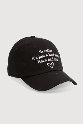 Womens Breathe Its Just A Bad Day Baseball Cap, Black