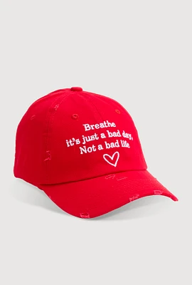 Womens Breathe Its Just A Bad Day Baseball Cap, Red