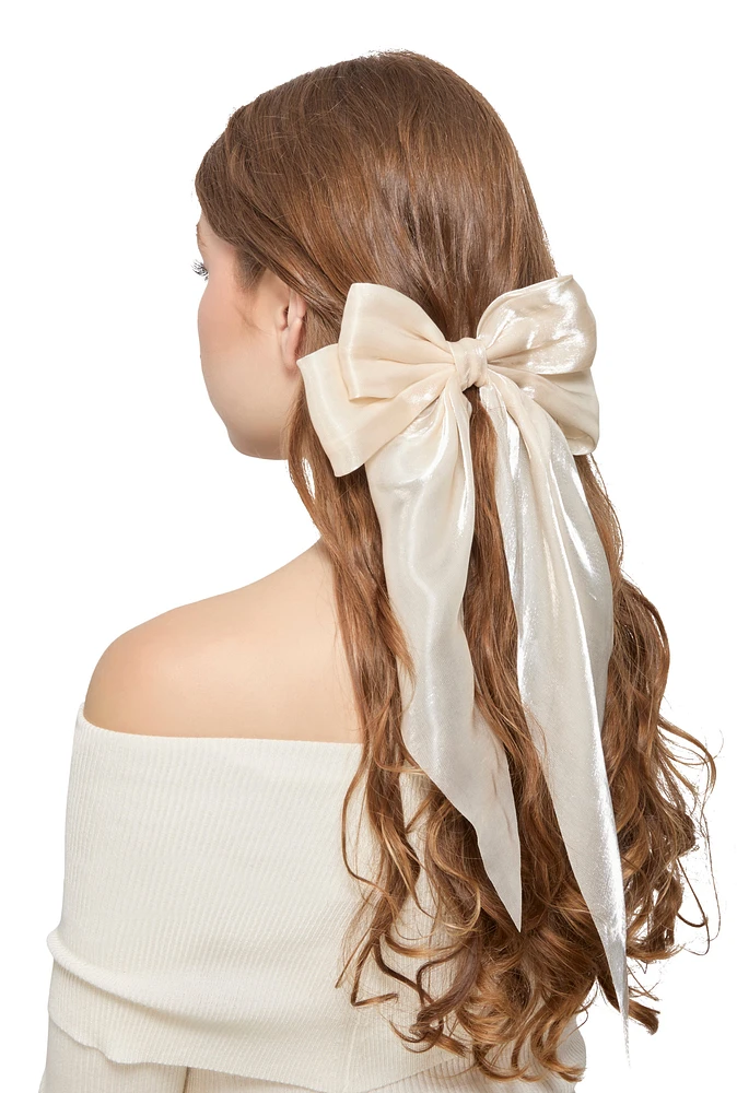 Womens Chiffon Bow Hair Clip, Beige