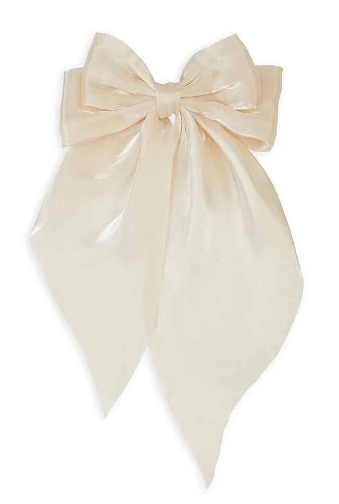 Womens Chiffon Bow Hair Clip, Beige