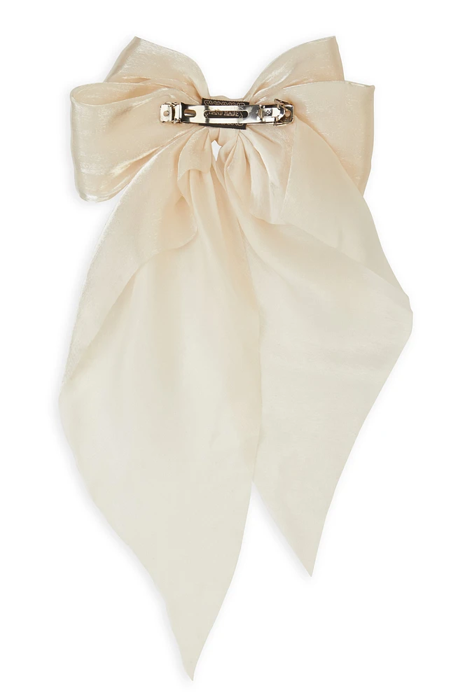 Womens Chiffon Bow Hair Clip, Beige