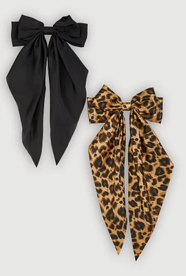 Womens Oversized Bow Ribbon Hair Clips 2 Pack, Multi