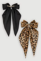 Womens Oversized Bow Ribbon Hair Clips 2 Pack, Multi