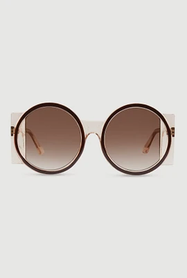 Womens Retro Round Sunglasses, Brown