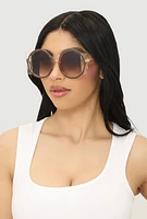 Womens Retro Round Sunglasses, Brown