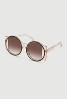 Womens Retro Round Sunglasses, Brown