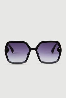 Womens Oversized Chain Link Ombre Lens Sunglasses, Black