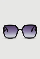 Womens Oversized Chain Link Ombre Lens Sunglasses, Black