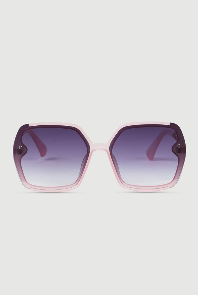Womens Oversized Chain Link Ombre Lens Sunglasses, Pink