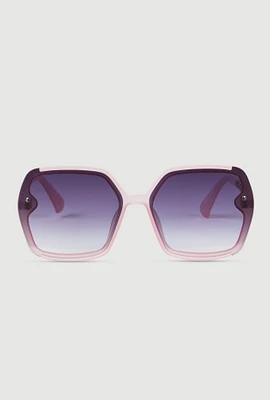 Womens Oversized Chain Link Ombre Lens Sunglasses, Pink