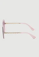 Womens Oversized Chain Link Ombre Lens Sunglasses, Pink
