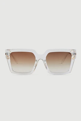 Womens Cut Out Detail Square Sunglasses, Clear