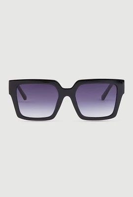 Womens Cut Out Detail Square Sunglasses, Black
