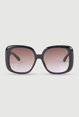 Womens Stylish Metallic Ombre Lens Sunglasses,