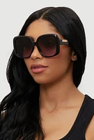 Womens Stylish Metallic Ombre Lens Sunglasses,