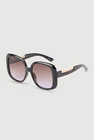 Womens Stylish Metallic Ombre Lens Sunglasses,