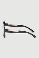 Womens Stylish Metallic Ombre Lens Sunglasses,
