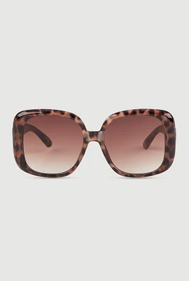 Womens Stylish Metallic Ombre Lens Sunglasses, Brown