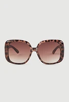 Womens Stylish Metallic Ombre Lens Sunglasses, Brown