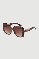 Womens Stylish Metallic Ombre Lens Sunglasses, Brown