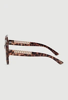 Womens Stylish Metallic Ombre Lens Sunglasses, Brown