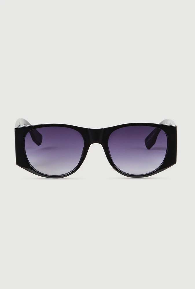 Womens Metallic Cut Out Arm Ombre Lens Sunglasses,