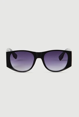 Womens Metallic Cut Out Arm Ombre Lens Sunglasses,
