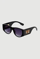 Womens Metallic Cut Out Arm Ombre Lens Sunglasses,