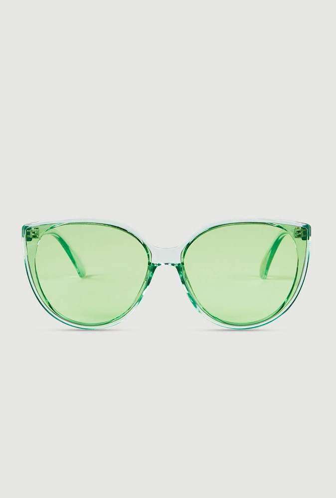 Womens Clear Frame Cat Eye Sunglasses, Green